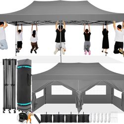 COBIZI 10x20 Pop Up Canopy with 6 Sidewall,Heavy Duty Canopy UPF 50+ All Season Wind Waterproof Commercial Outdoor Wedding Party Tents for Parties Can