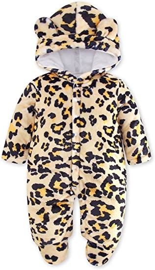 NEW Vogseek Baby Newborn Hooded Snowsuit Winter Outfits Unisex Fleece One Piece Sz: 0-12 Months