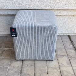 Lynwood Square Upholstered Cube Ottoman Tan/navy Stripe 