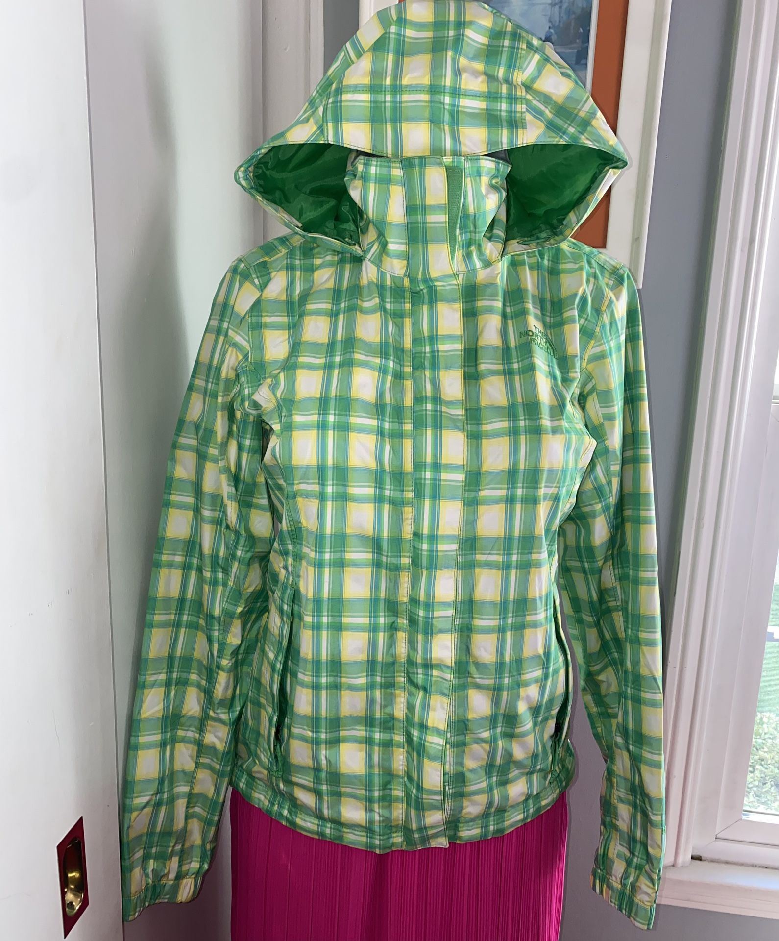 Womens Lime Green & Yellow Nylon Rain Jacket By The North Face Size Small