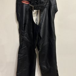 Harley Davidson Genuine Leather Riding Motorcycle Biker Chaps Large