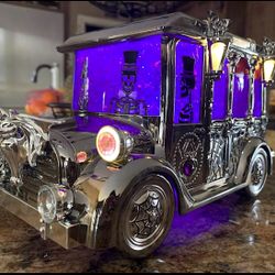Light Up Hearse Halloween Water Globe 3 Wick Candle Holder - ‼️Batteries Included - NEW WITH TAG & BOX‼️