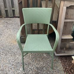 Metal Chair With Wicker Texture 