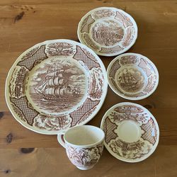 Vintage Alfred Meakin China “Fairwinds”•5 Pieces•Please See All Photos & Description