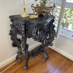 Vintage French Style Wood Carved Console Entry Table Hallway Baroque Antique Baroque Rococo Bedside Entryway Ornate 