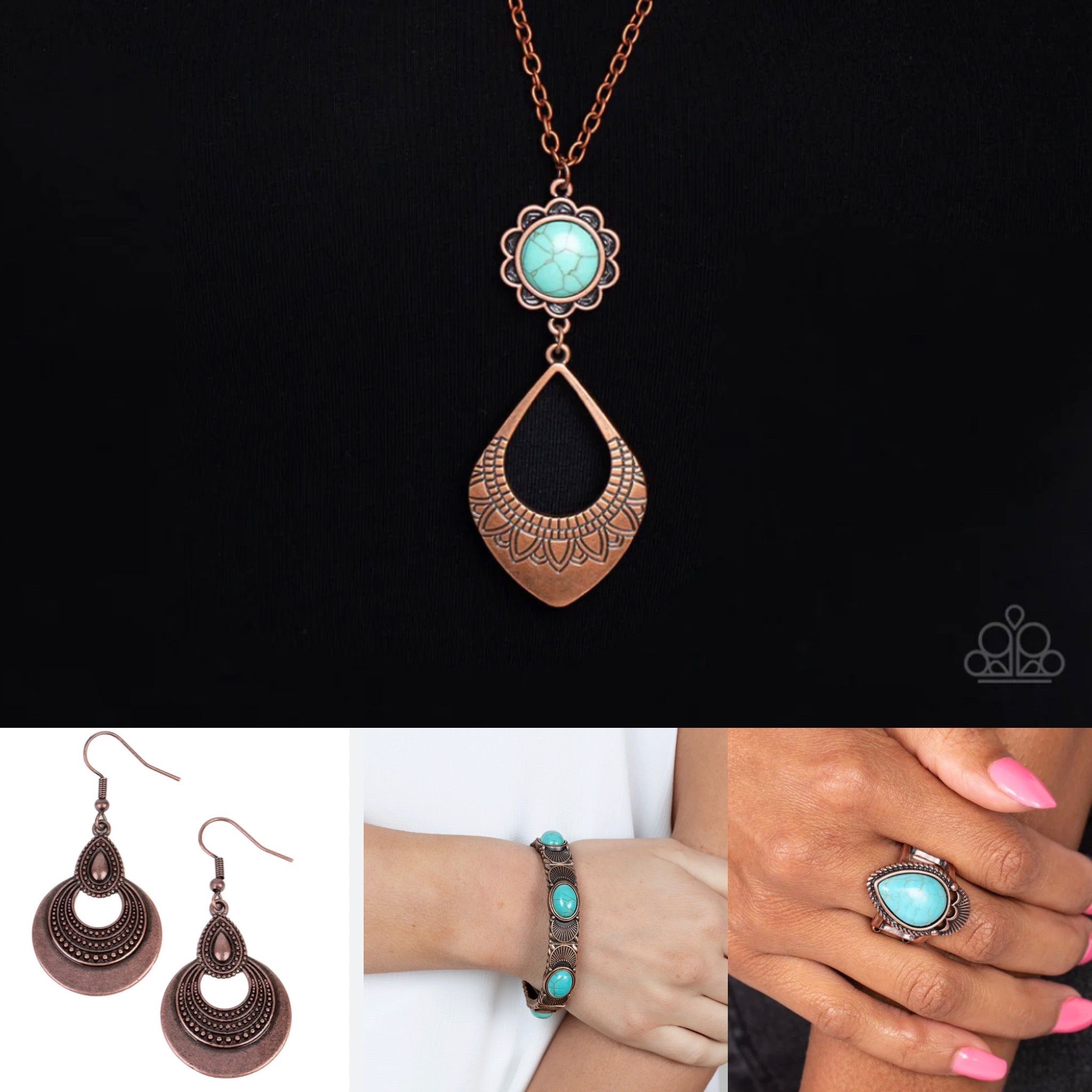 007 Turquoise In Copper Jewelry Set