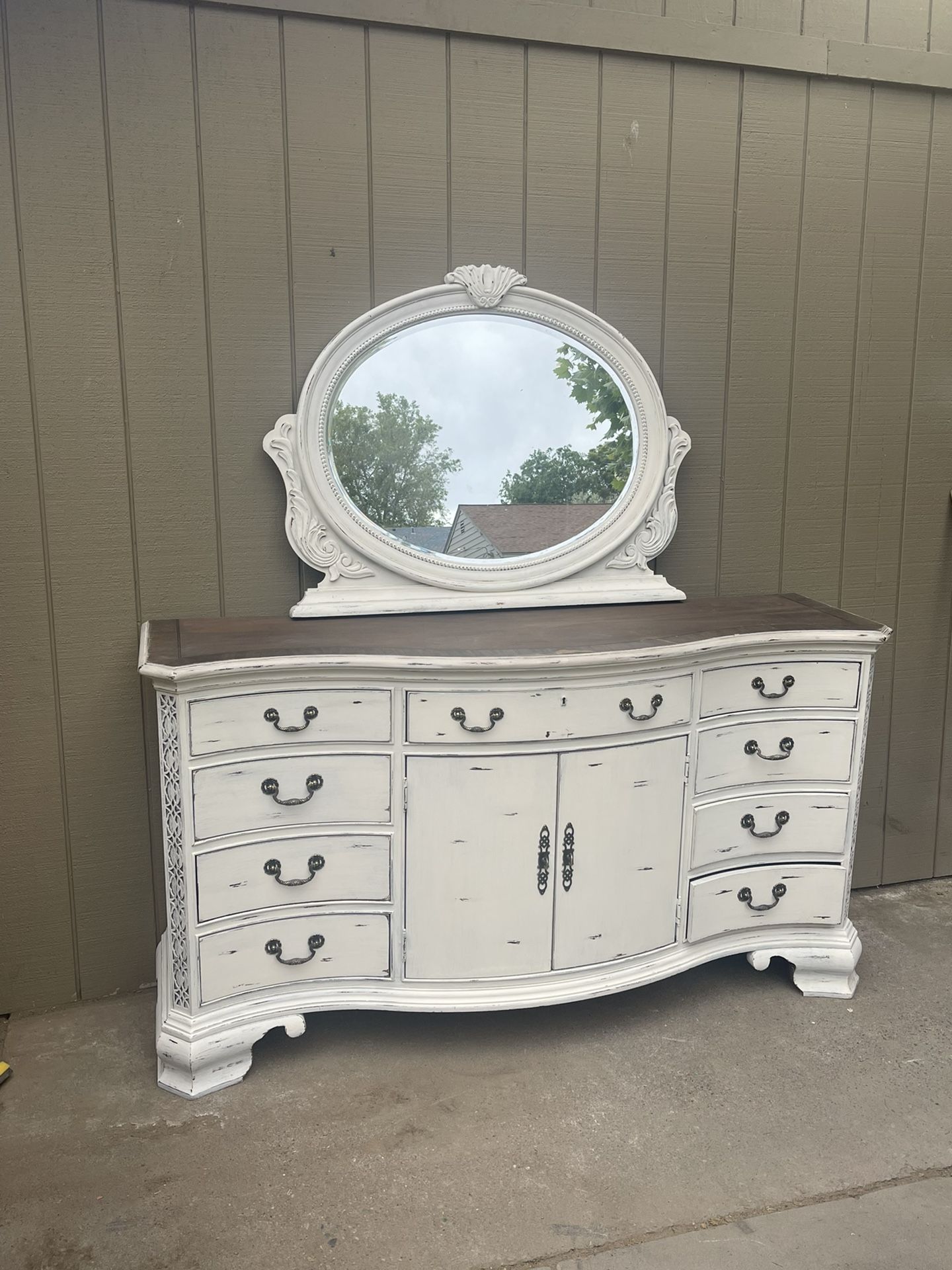 Chalk Painted Large Dresser And Mirror
