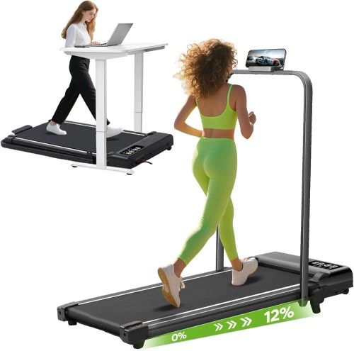 Walking Pad Treadmill with Incline & Handle Bar, 3.0HP Foldable Folding Treadmills for Home Small, Small Portable Treadmill with Handles, Walking pad