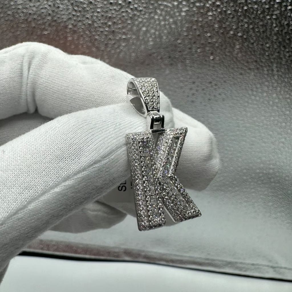 A Moissanite Initial in Sterling Silver with a 1.74 CTW of in Bugget Style