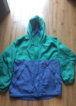 Eddie Bauer ultrex green and blue colorblock hooded full zip jacket outdoor Sz S