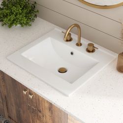 Los Flexi 20"Lx18"W White Drop In Bathroom Sink 8-In Widespread Faucet 