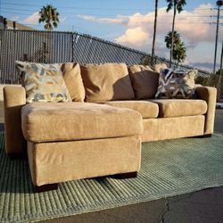 Beige Modern 88” Sectional Sofa with Reversible Chaise