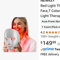 NEWKEY Red Light Therapy Mask for Face,7 Colors LED Face Mask Light Therapy, At-Home Photon Skin Care Beauty Mask for Anti Wrinkles Acne Reduction