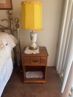 Night stand and vintage lamp