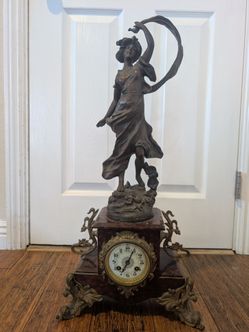 Antique Art Nouveau Clock Mantel Sculpture