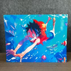 Monkey D. Luffy from One Piece in a dynamic underwater exploration scene. PRINT