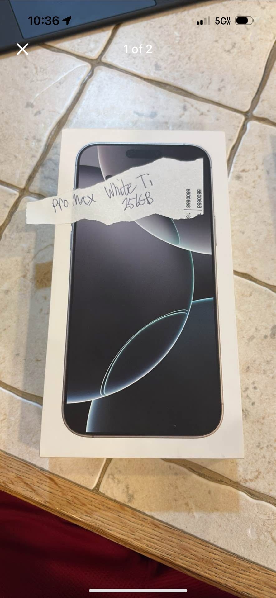 iPhone 16 Pro Max 256GB Factory Unlocked white Titanium Sealed