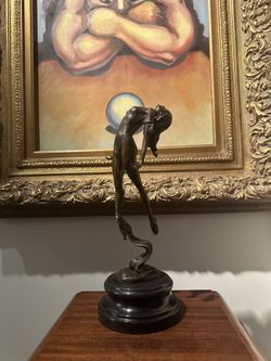 Bronze female statue With Marble Base