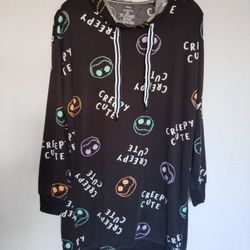Nightmare Before Christmas Creepy Cute Jack Skellington Hooded Sleep Shirt ~ S (4-6)