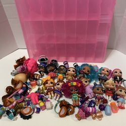 Lot of 14 LOL Surprise Dolls w/ Bundle of Many Outfits & Accessories w/ Carry Case