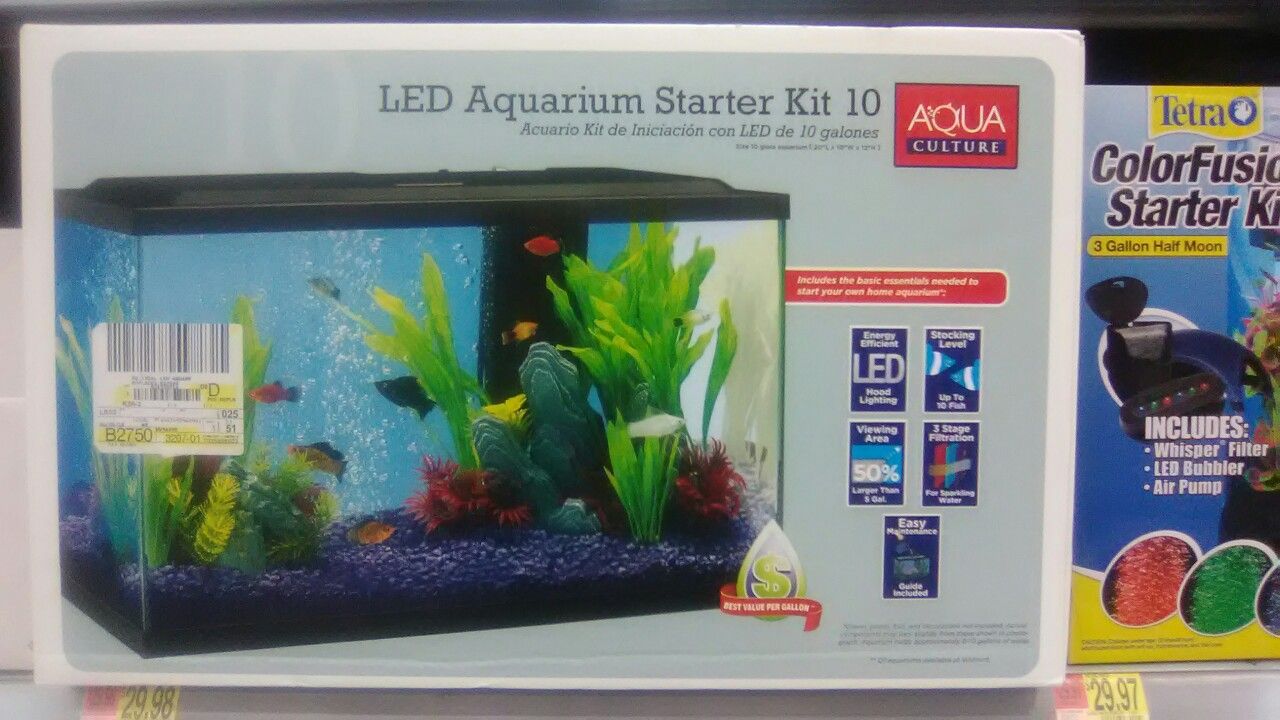 AQUA CULTURE 10 GALLON AQUARIUM STARTER KIT