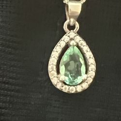Colombian Emerald Pendant And 925 Silver Chain