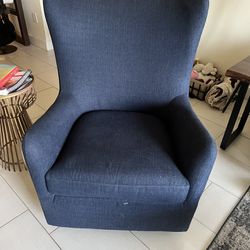 Blue Wingback Swivel Rocker Chair 
