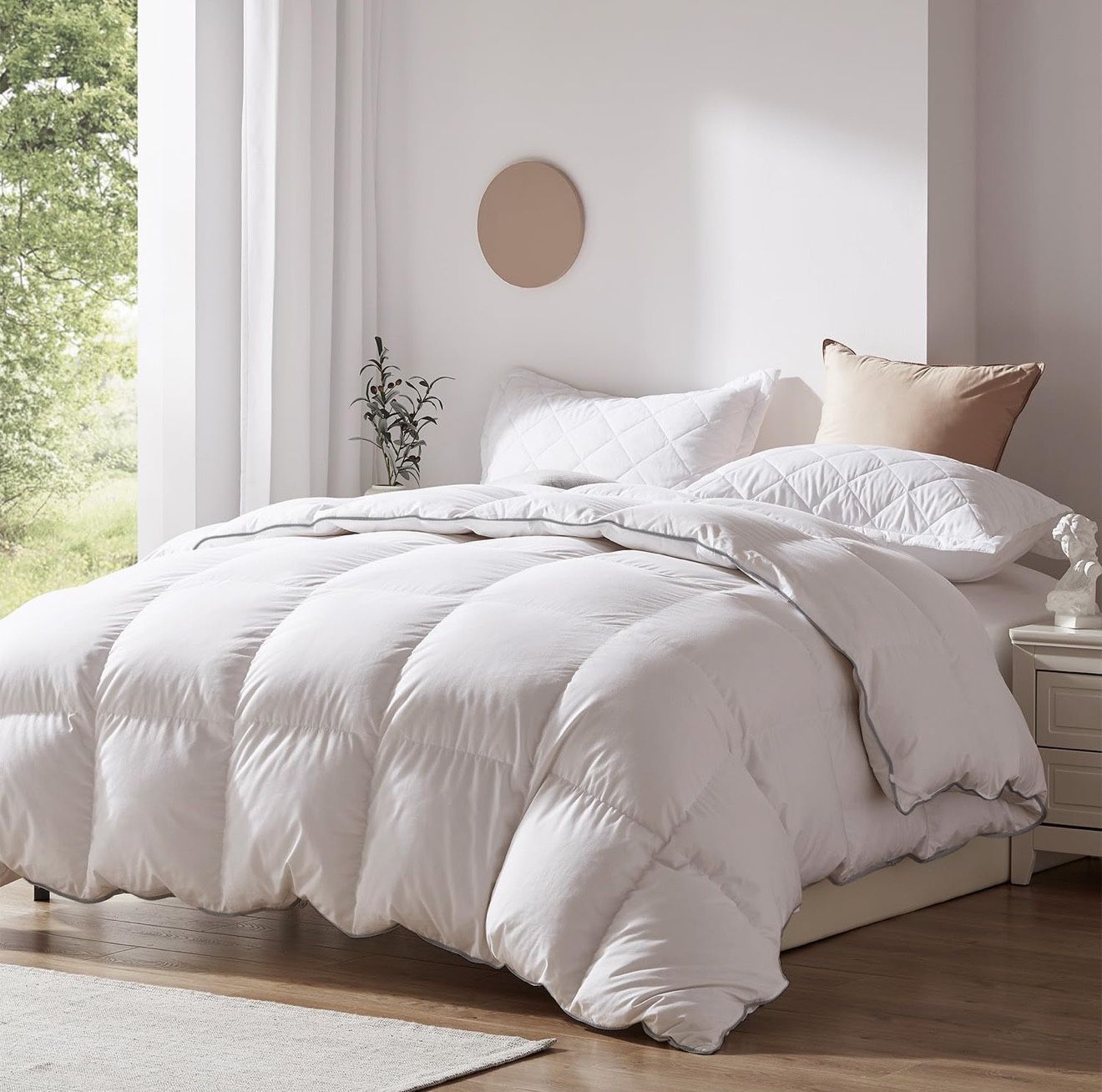 Bedding Duvet Cover Set Cotton Breathable Durable Soft Comfy, White Down Alternative King Comforter