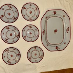 Spode Fine Stone Platter And 6 Dessert Plates