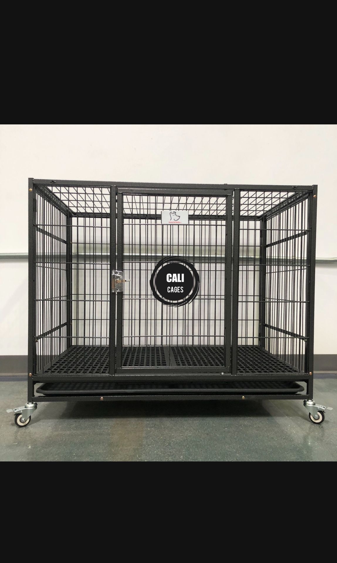 Dog Cage Kennel Size 37” Medium With Plastic Floor Grid Trays And Wheels New In Box 📦 