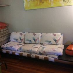 Authentic Mid-century Modern Couch With Teak Wood Platform Style