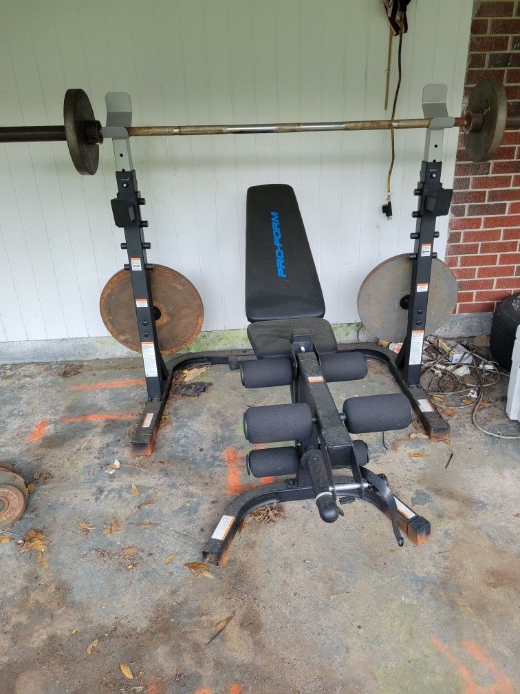 Weight Bench, Rack and Weights