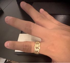 10k gold Cuban ring with cz stones