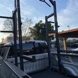 KLUTCH Squat Rack With Pull Up Bar, 8 Storage Pegs For 2” Weights, J Hooks And Safety Spotter Arms 