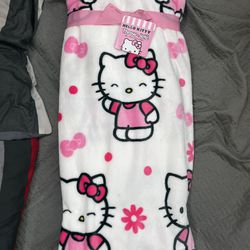 Hello Kitty Daisy Bow Plush Pink & White Throw Blanket