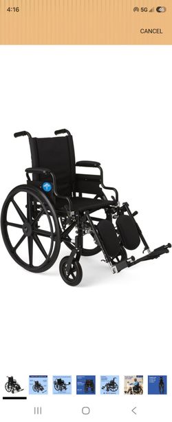 Brand new ✅️ 18" Wide Seat lightweight Wheelchair Medline K4 Premium,Swing-Back Desk-Length Arms, Elevating Leg Rests, and 300 lb. Weight Capacity