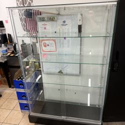 Glass Display Case with Lock & LED Lights