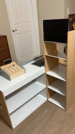 Kids Play Kitchen Set with Shelves