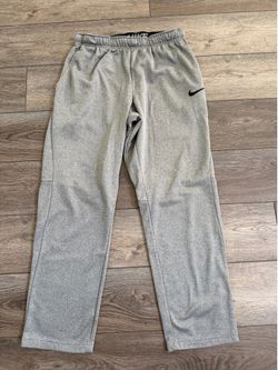 Nike Men’s Pants L  Gray Dri-Fit Gym Straight Leg Drawstring Lounge Swoosh