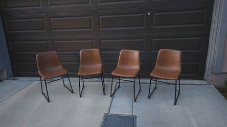 TLC Brown Faux-Leather Chairs, set of 4
