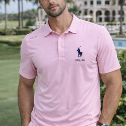 RLX Ralph Lauren Polo Shirt Men M Pink Golf Performance Short Sleeve Tailored Fit