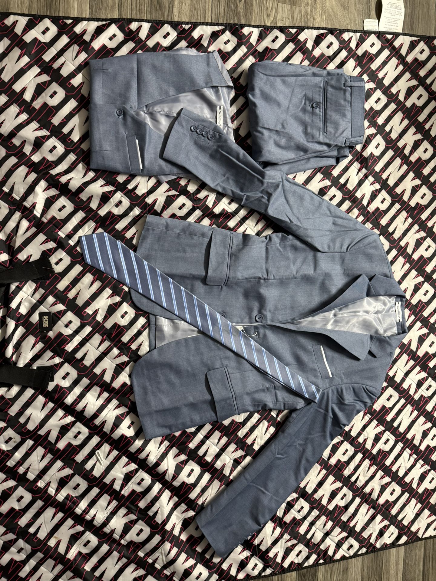 Men's Blue Suit with Vest and Tie