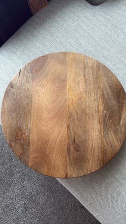 A wooden lazy Susan