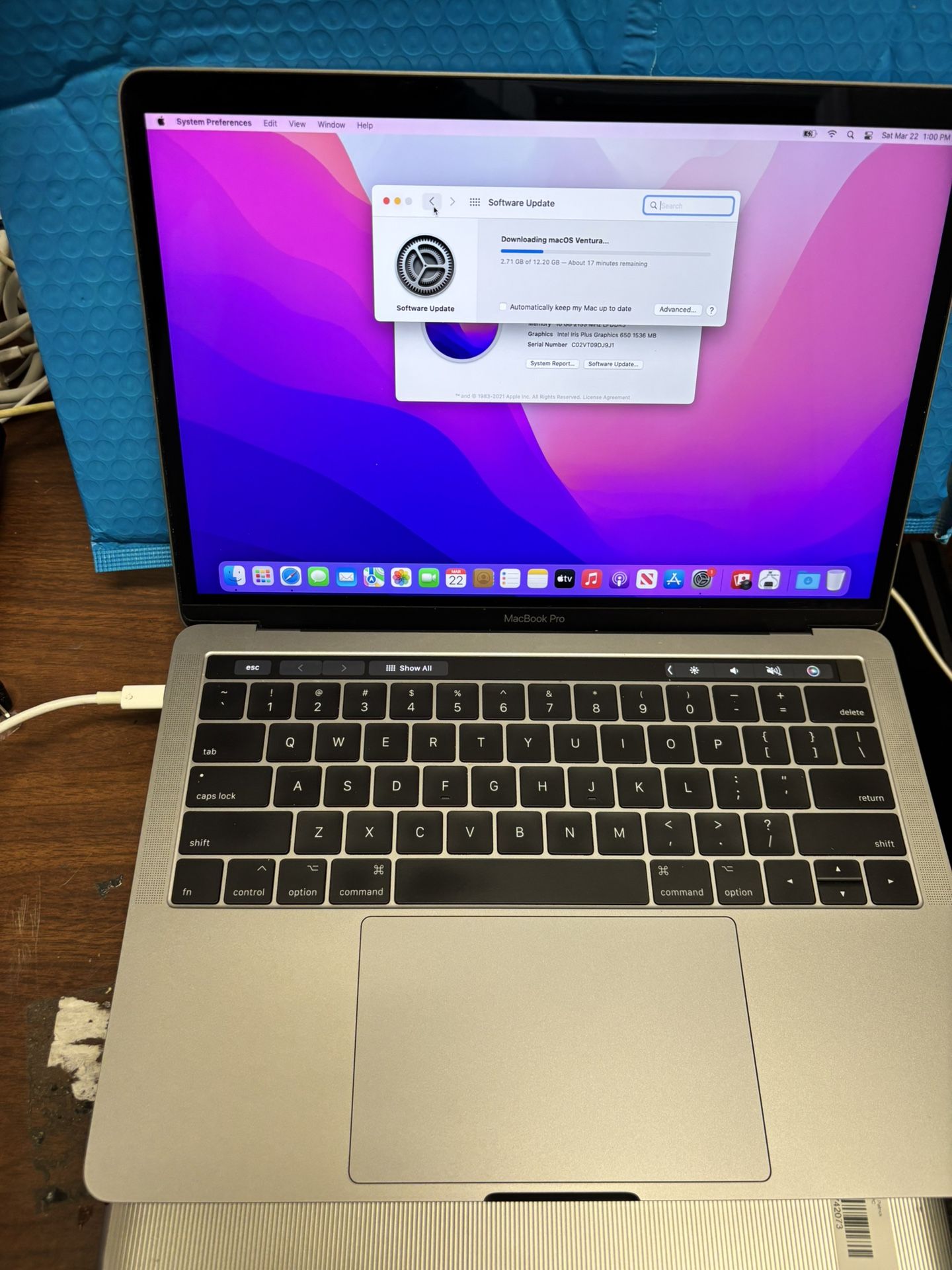 Apple MacBook Pro 13 Touch Bar with Charger & Warranty