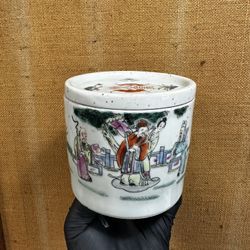 Antique Chinese Porcelain Famille Rose Cricket Cage Box Arena Qing Dynasty Signed