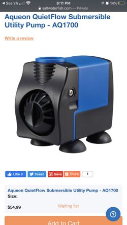 Aqueon quietflow AQ1700 return pump