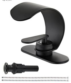 Matte Black Waterfall Bathroom Faucet, Single Handle One Hole or Centerset Bathroom Sink Faucet, Vanity Faucet for Bathroom, Stainless Steel Bath Fauc