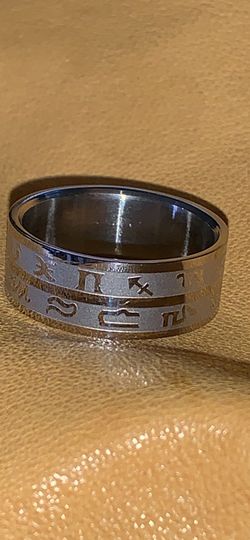 Stainless Steel Zodiac Sign Flat Ring Size 8