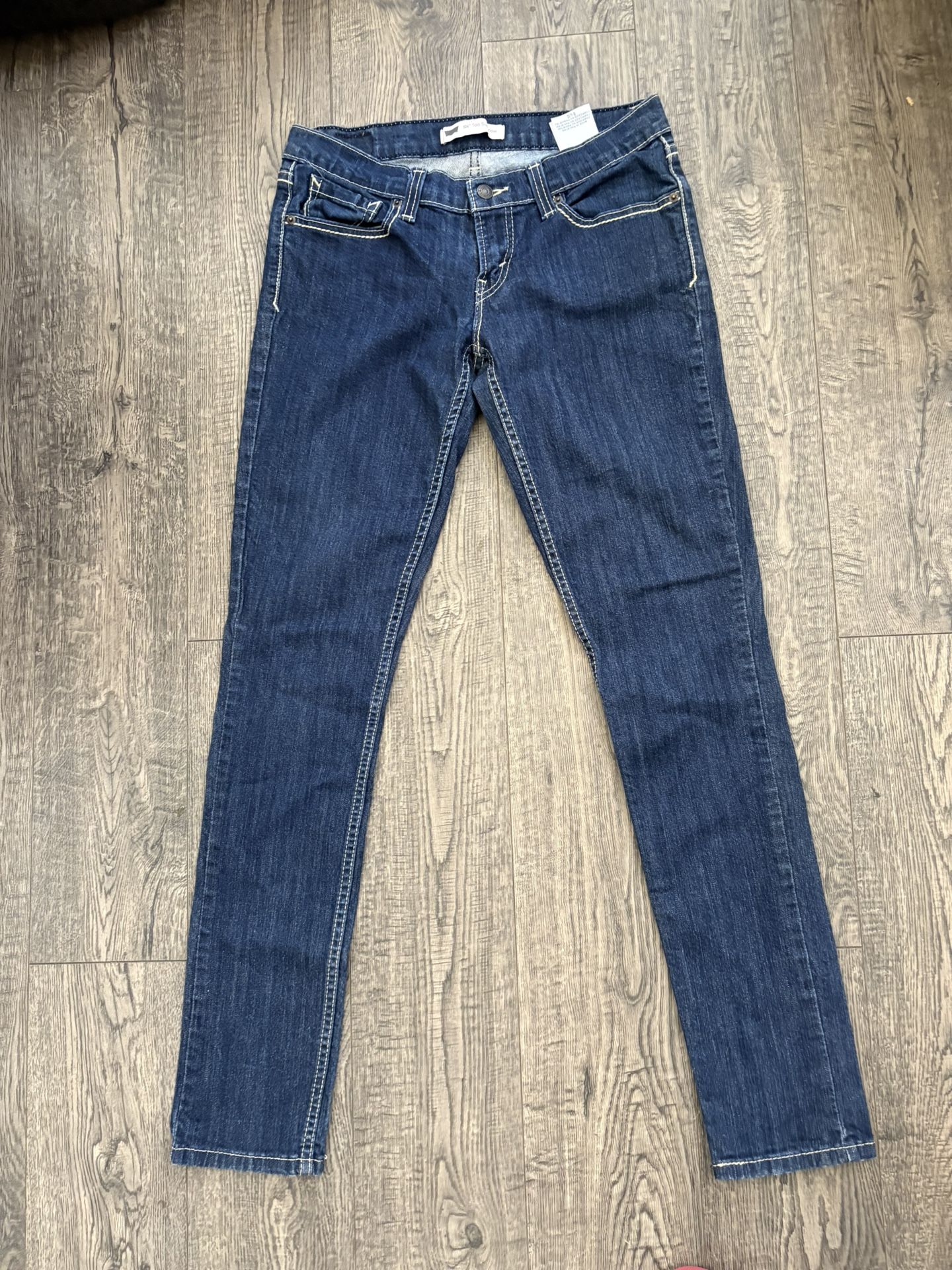 Levis 524 Jeans Womens 9l Blue Denim Too Superlow Tapered Blank Red Tab