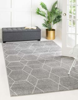 5x7 Gray Trellis Rug